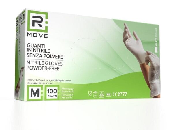GUANTI IN NITRILE BIANCO TAGLIA M, CONFEZIONE DA 100 PEZZI: PROTEZIONE E COMFORT PER UTILIZZO PROFESSIONALE E DOMESTICO