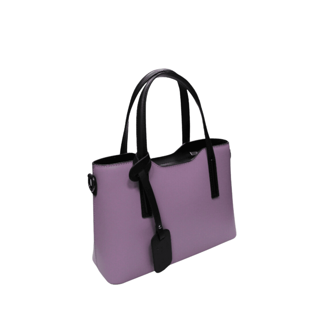 Borsa in Pelle Viola con Zip e Manici – Eleganza e Funzionalità
