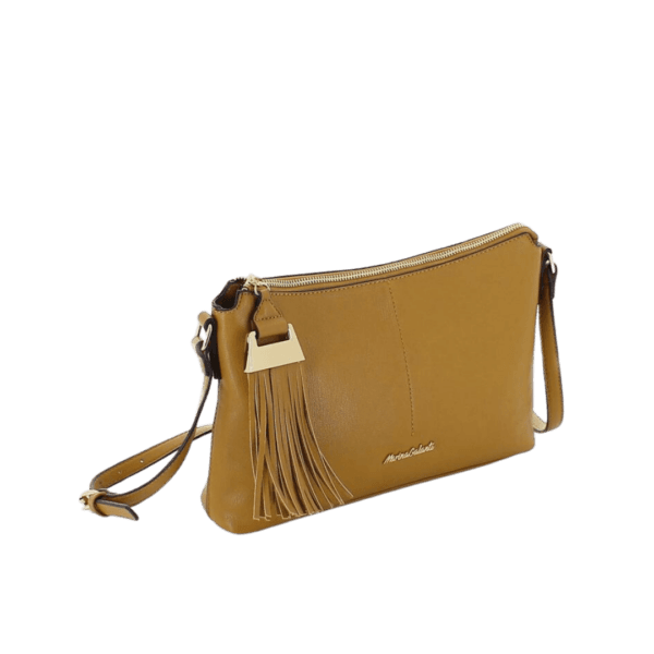Borsa Marina Galanti Senape con Tracolla e Frange: Stile e Funzionalità