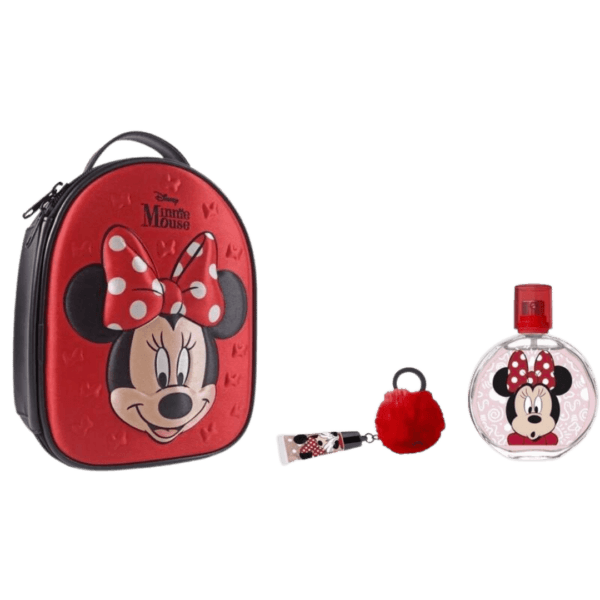 Minnie Zip Case Coffret EDT 100ml + Lip Gloss + Pompon Portachiavi: Set Regalo Perfetto per i Fan di Minnie