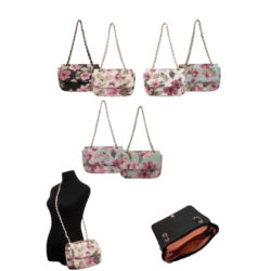 Diana Borsa a Fiori con Manico a Catena, Bottone e Zip – Eleganza Floreale
