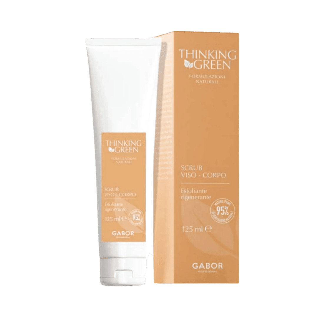 Scrub Viso e Corpo Thinking Green 125ml - Esfoliazione Dolce con Granuli Vegetali di Mandorla e Nocciola