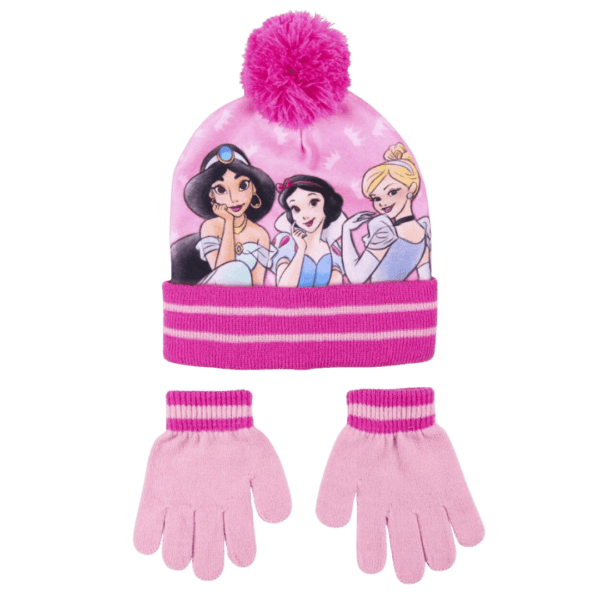 Coordinato Princess: Cappello e Guanti con Ponpon per Bambine