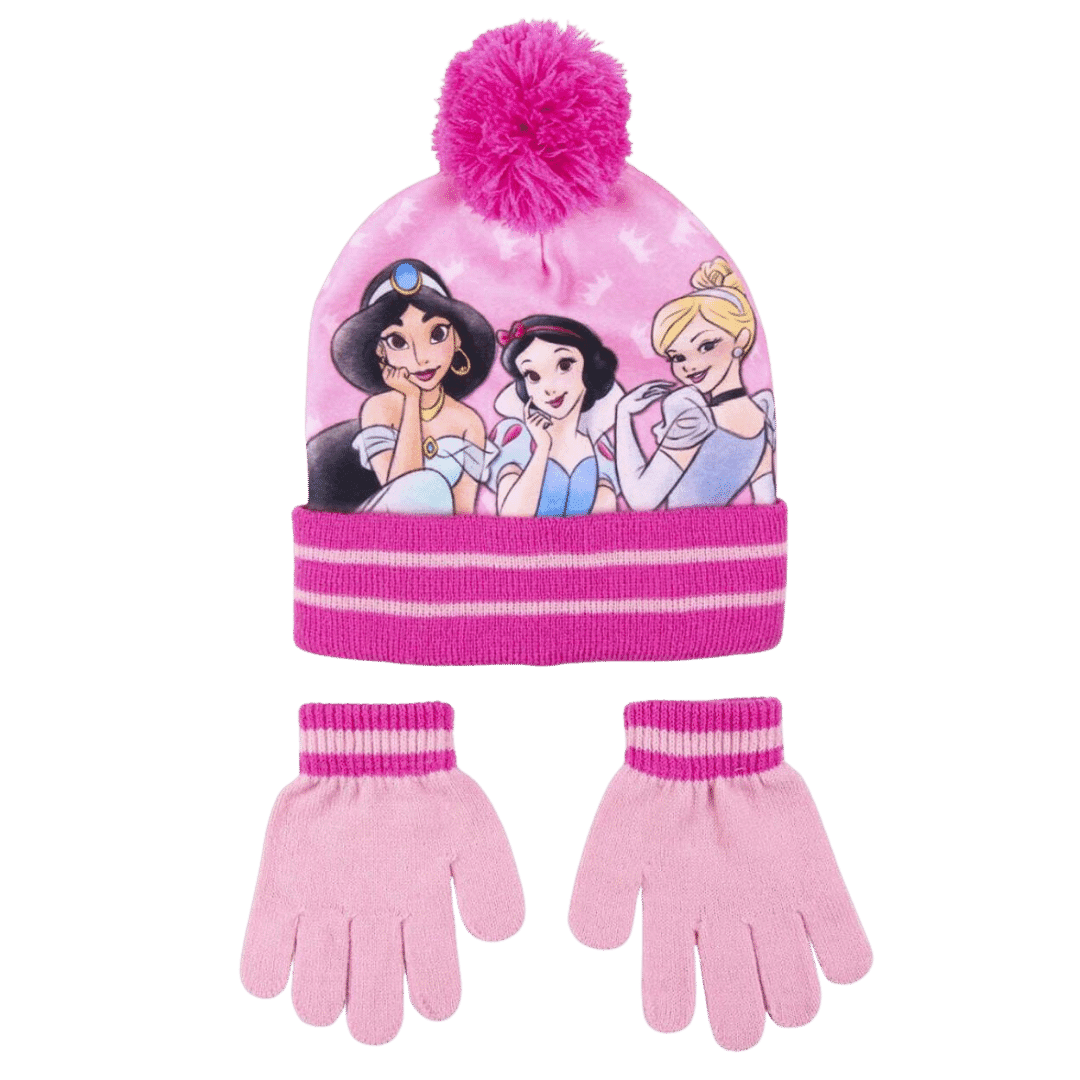 Coordinato Princess: Cappello e Guanti con Ponpon per Bambine