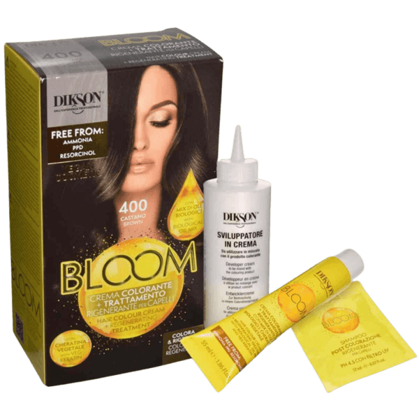 Bloom Crema Colorante Senza Ammoniaca N.400 Castano: Tonalità Intensa e Senza danni