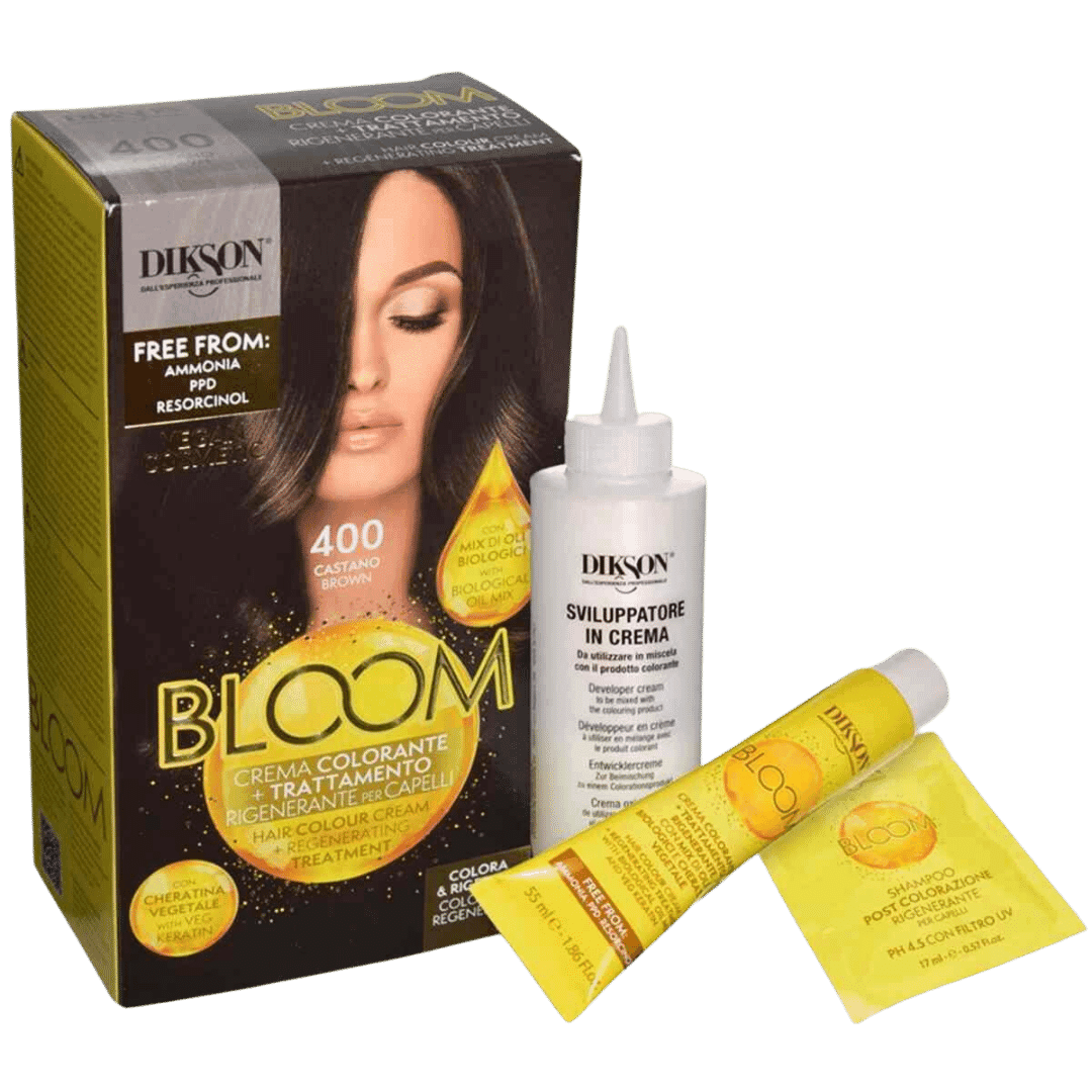 Bloom Crema Colorante Senza Ammoniaca N.400 Castano: Tonalità Intensa e Senza danni