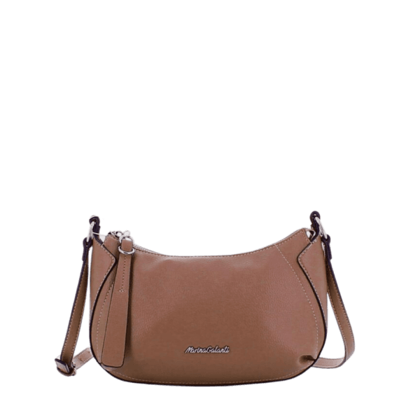 Borsa da Spalla Marina Galanti Cuoio con Zip a Mezzaluna: Stile e Funzionalità