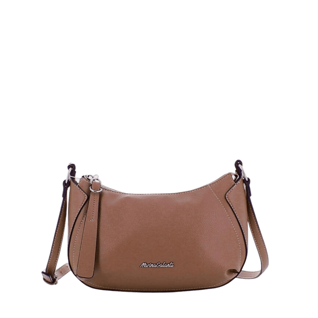 Borsa da Spalla Marina Galanti Cuoio con Zip a Mezzaluna: Stile e Funzionalità
